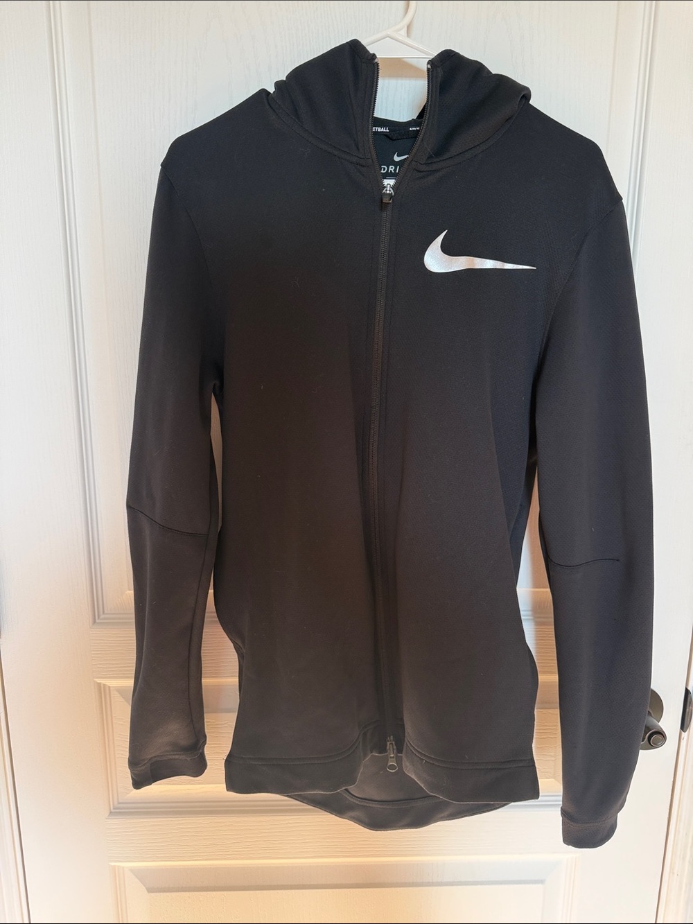 Nike Black Hoodie with White Swoosh Full Zip